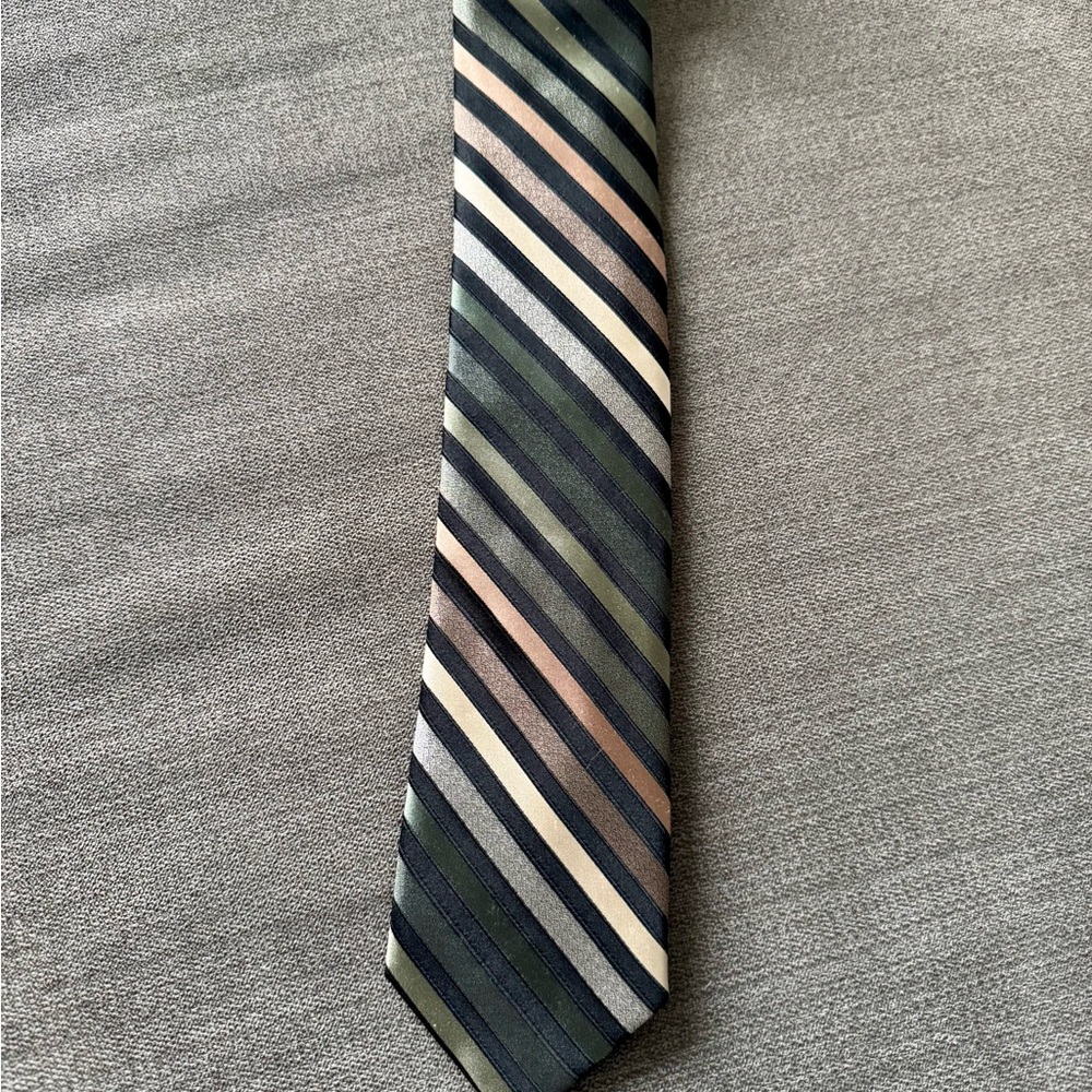 Claiborne Striped‎ Men's Tie - Green and Brown